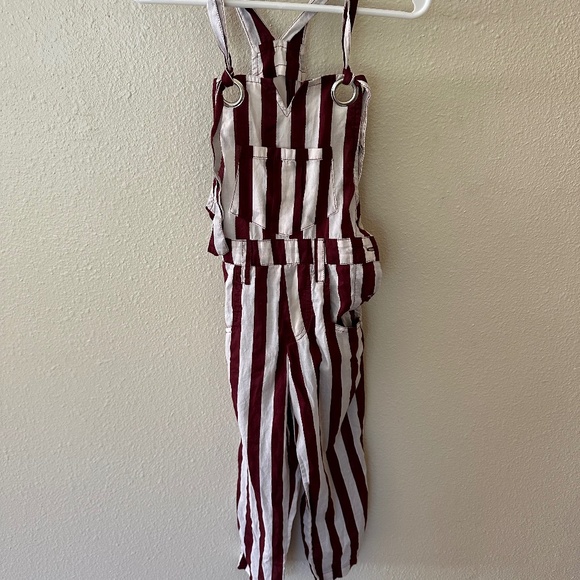 Acacia Swimwear Kids Size P striped overalls - Picture 1 of 3